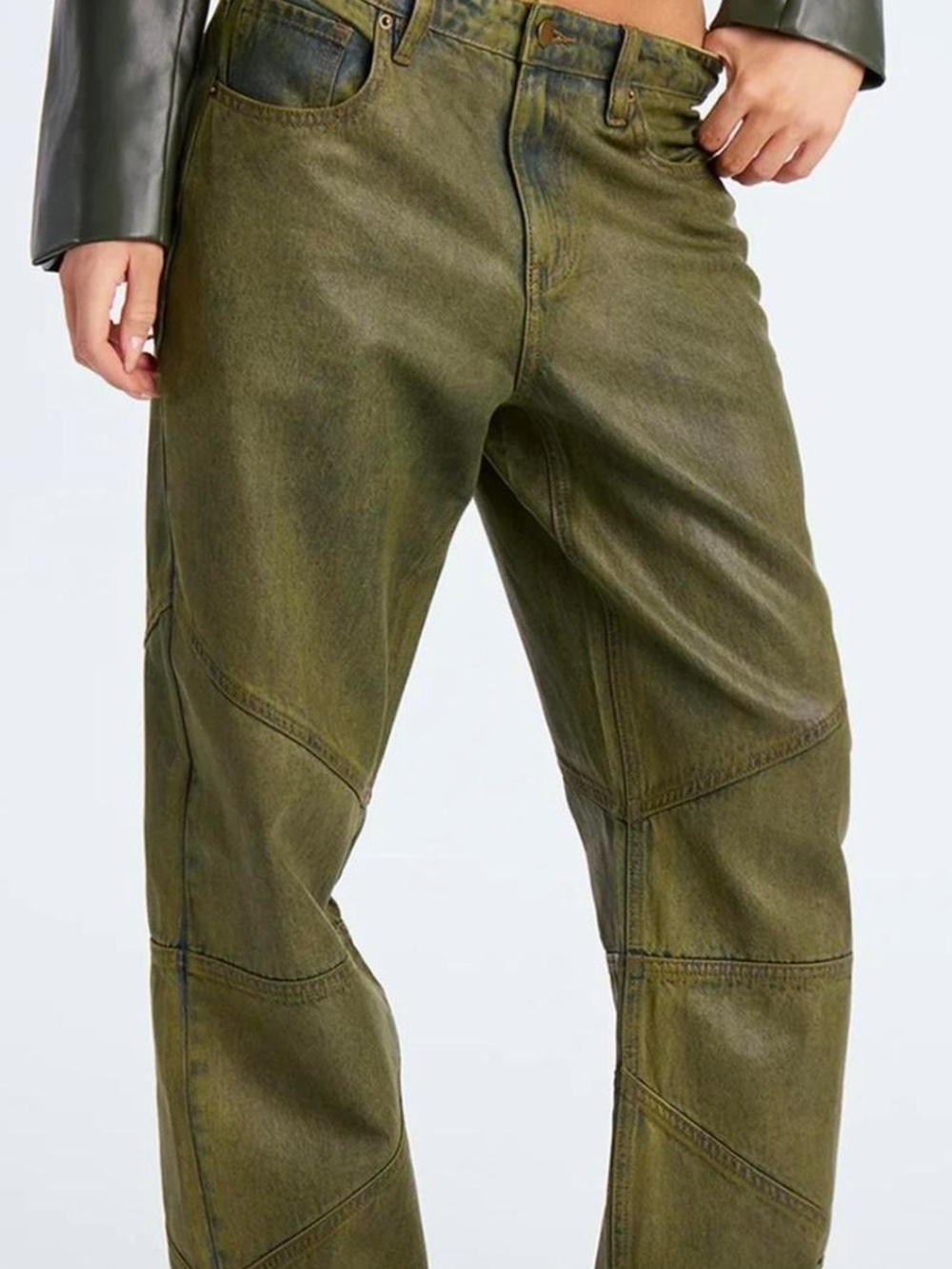 Fashion Nova Olive Green Wide Leg Jeans